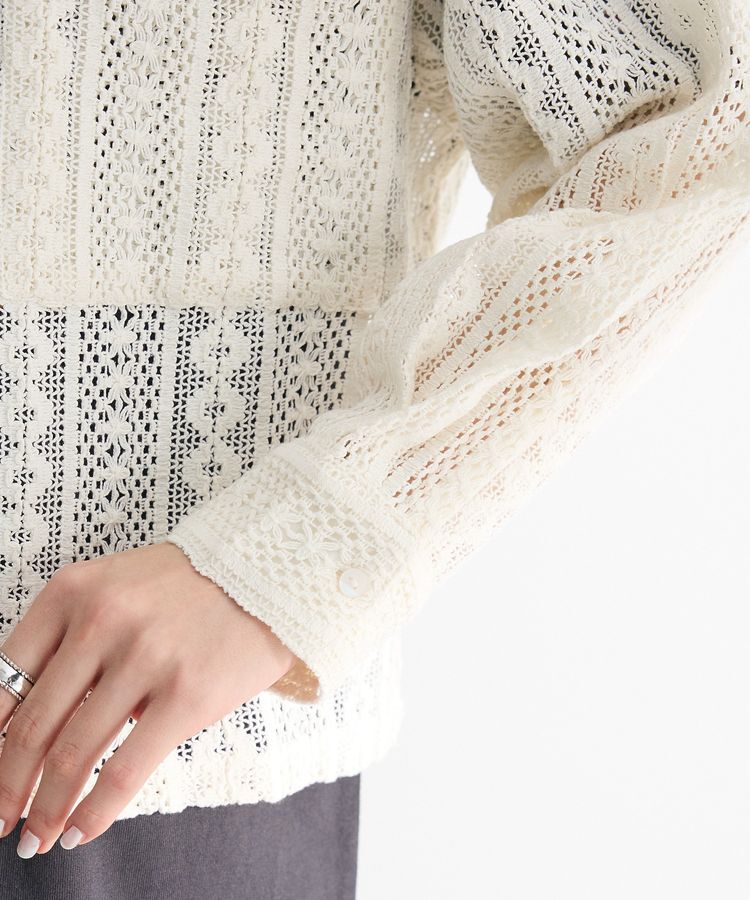 Green Parks「インド綿 レースシャツブルゾン」|カーディガン|