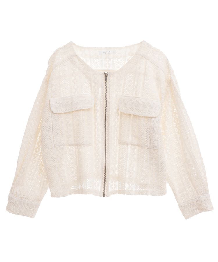 Green Parks「インド綿 レースシャツブルゾン」|カーディガン|