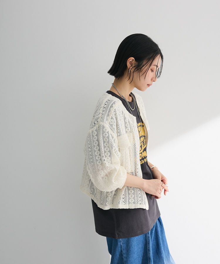 Green Parks「インド綿 レースシャツブルゾン」|カーディガン|