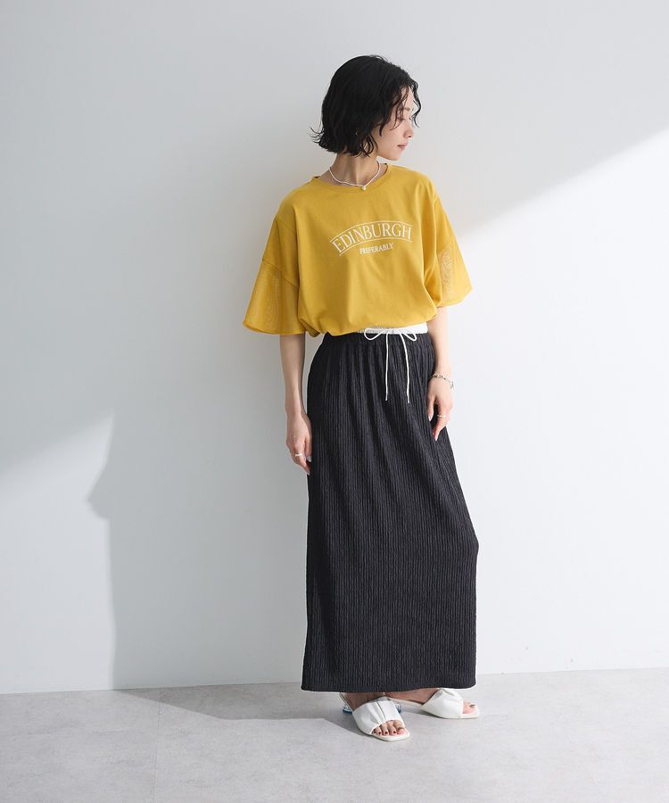 Green Parks「袖メッシュドッキングロゴプルオーバー」|Tシャツ・カットソー|