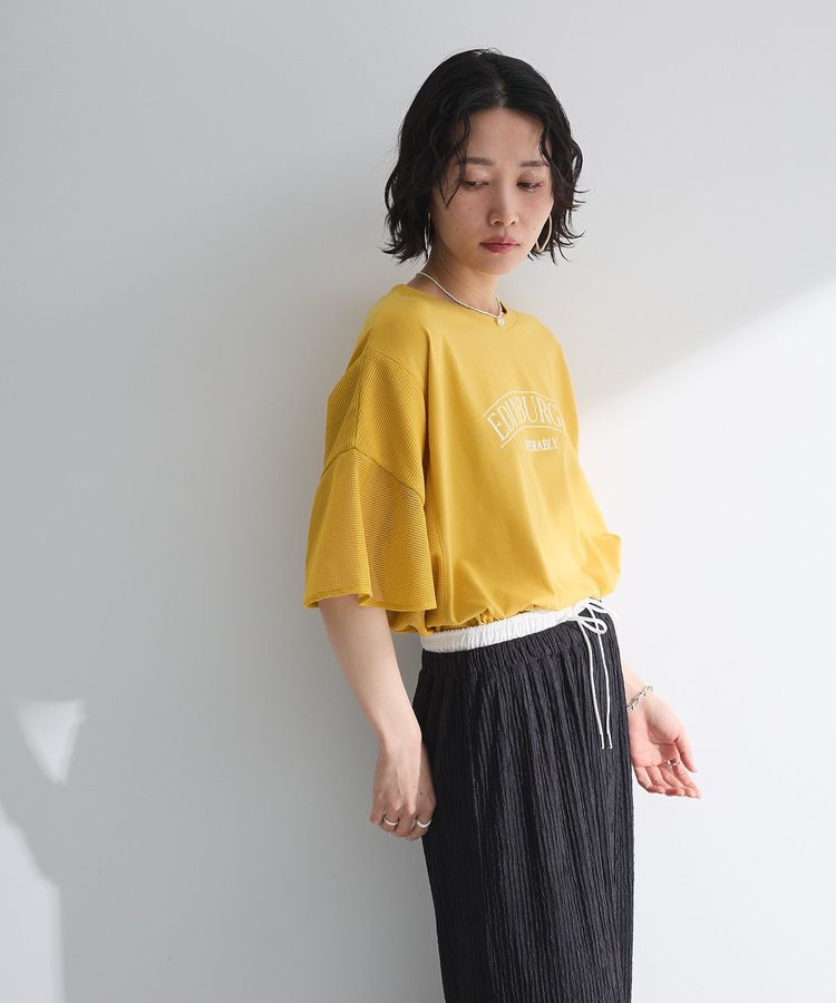 Green Parks「袖メッシュドッキングロゴプルオーバー」|Tシャツ・カットソー|