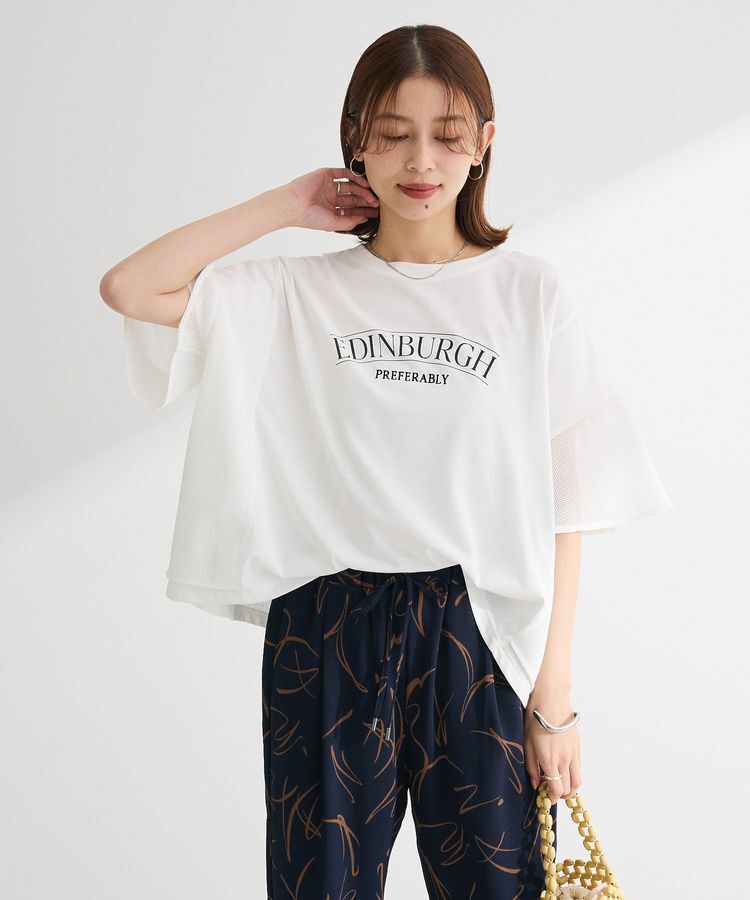 Green Parks「袖メッシュドッキングロゴプルオーバー」|Tシャツ・カットソー|