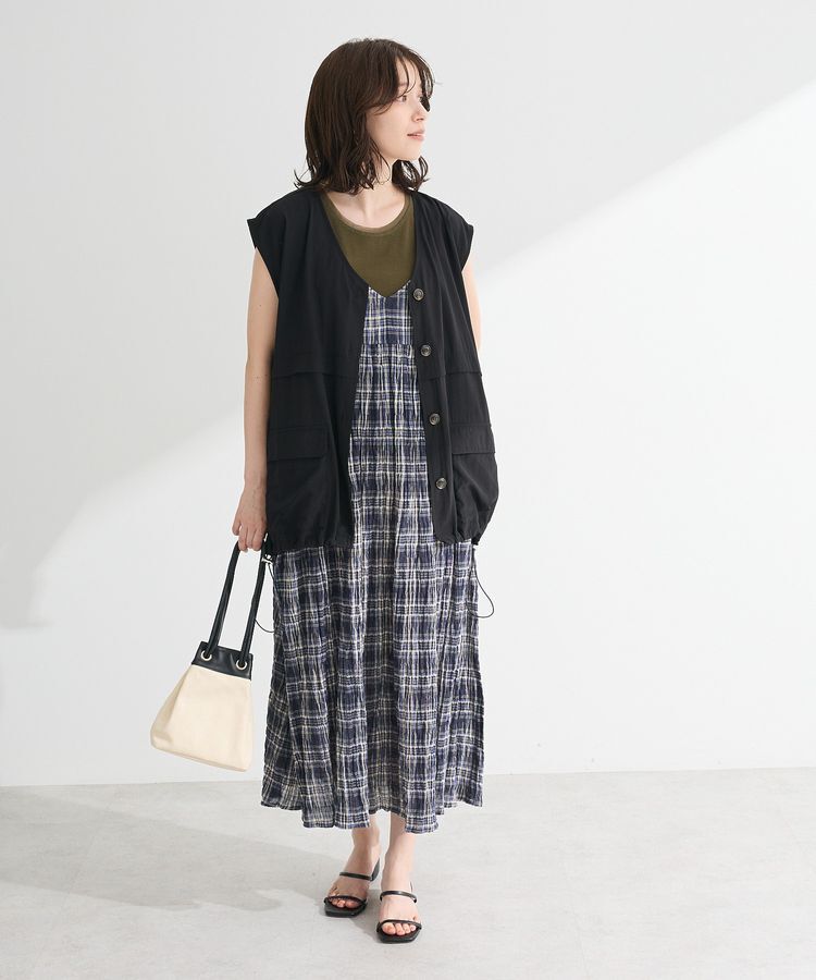 Green Parks「インド綿 ボリュームキャミワンピース」|ワンピース|