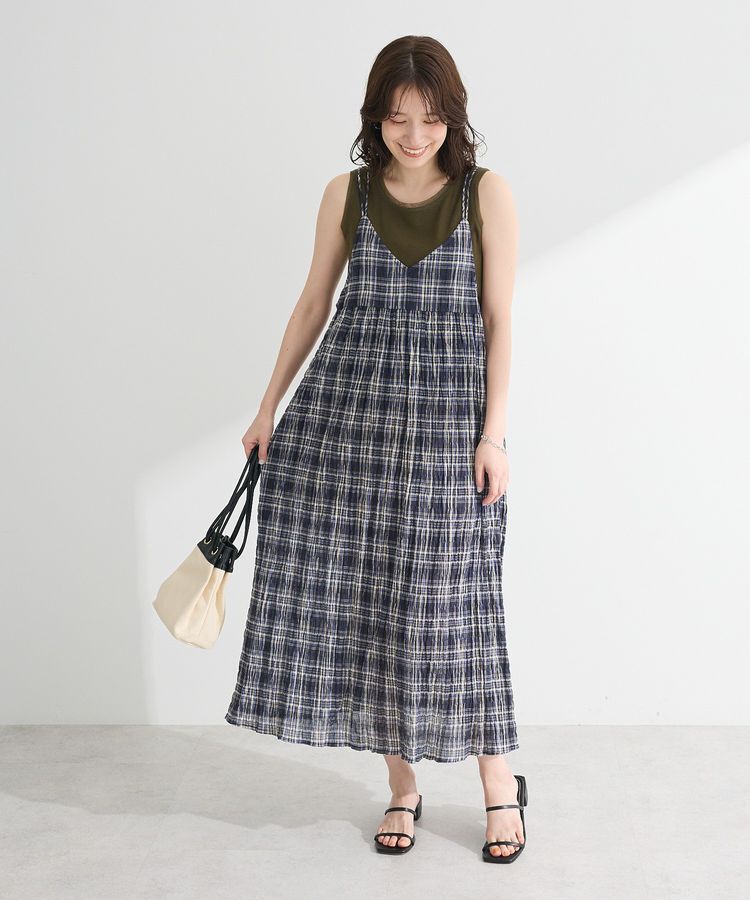 Green Parks「インド綿 ボリュームキャミワンピース」|ワンピース|Navy