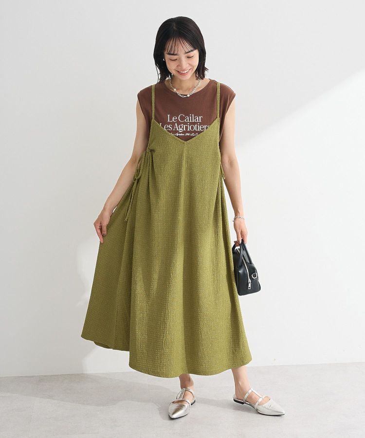 Green Parks「表面感脇リボンキャミワンピース」|ワンピース|Lime Green