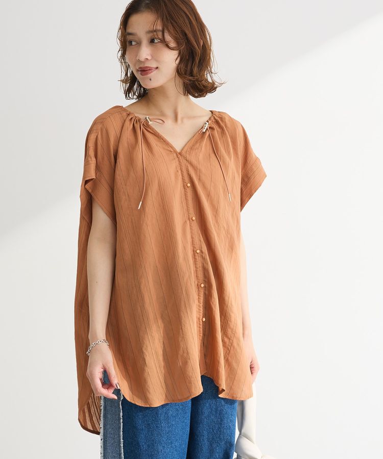 Green Parks「ドロストネックフレンチスリーブブラウス」|シャツ・ブラウス|Terracotta