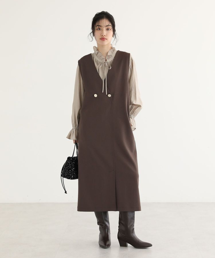 Green Parks「ジャケット風ジャンパースカート」|ジャンパースカート|Brown