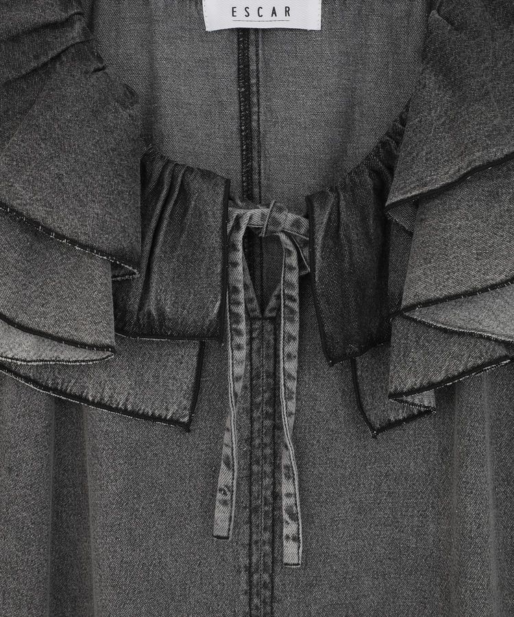 Green Parks「■ESCAR デニムラッフルカラーワンピース」|ワンピース|