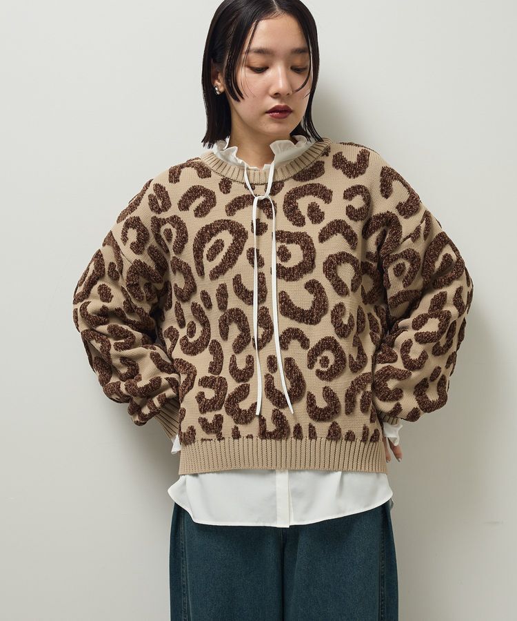 Green Parks「・furry rate レオパードジャカードニット」|ニット・セーター|