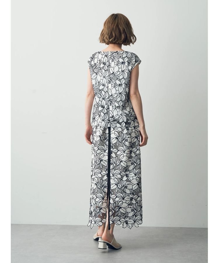 YECCA VECCA「配色レースロングナロースカート」|スカート|