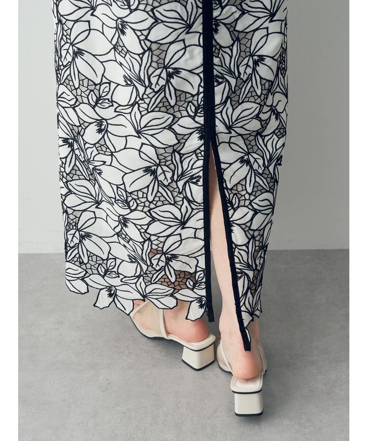 YECCA VECCA「配色レースロングナロースカート」|スカート|