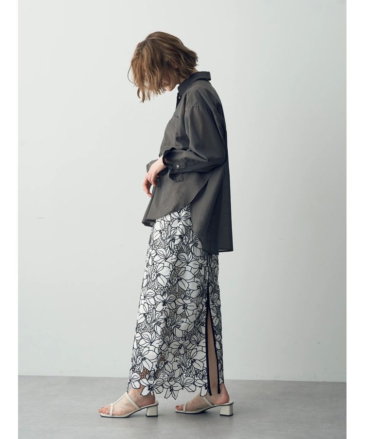 YECCA VECCA「配色レースロングナロースカート」|スカート|