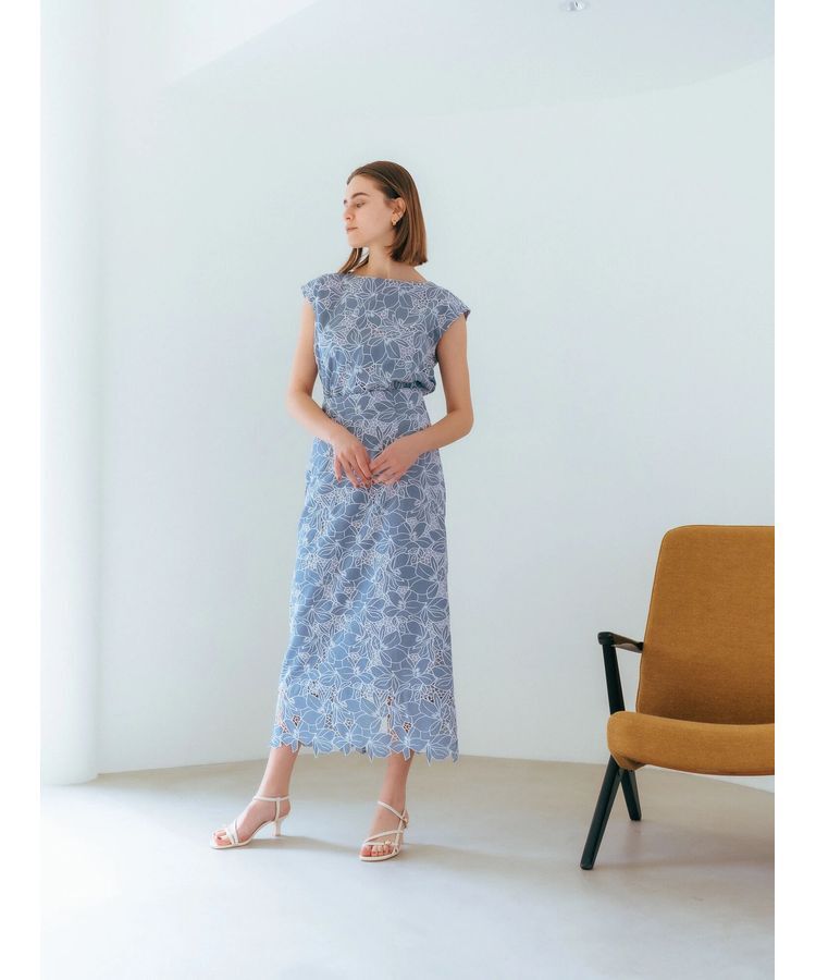 YECCA VECCA「配色レースロングナロースカート」|スカート|