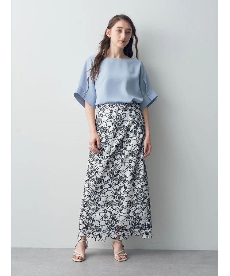 YECCA VECCA「配色レースロングナロースカート」|スカート|