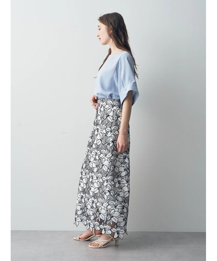 YECCA VECCA「配色レースロングナロースカート」|スカート|