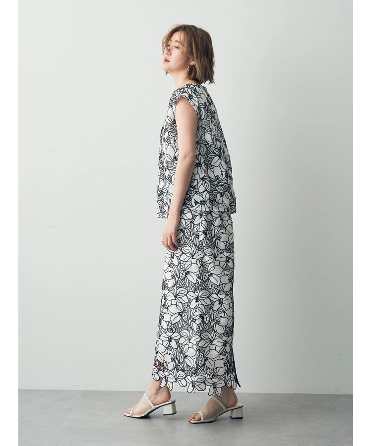 YECCA VECCA「配色レースロングナロースカート」|スカート|