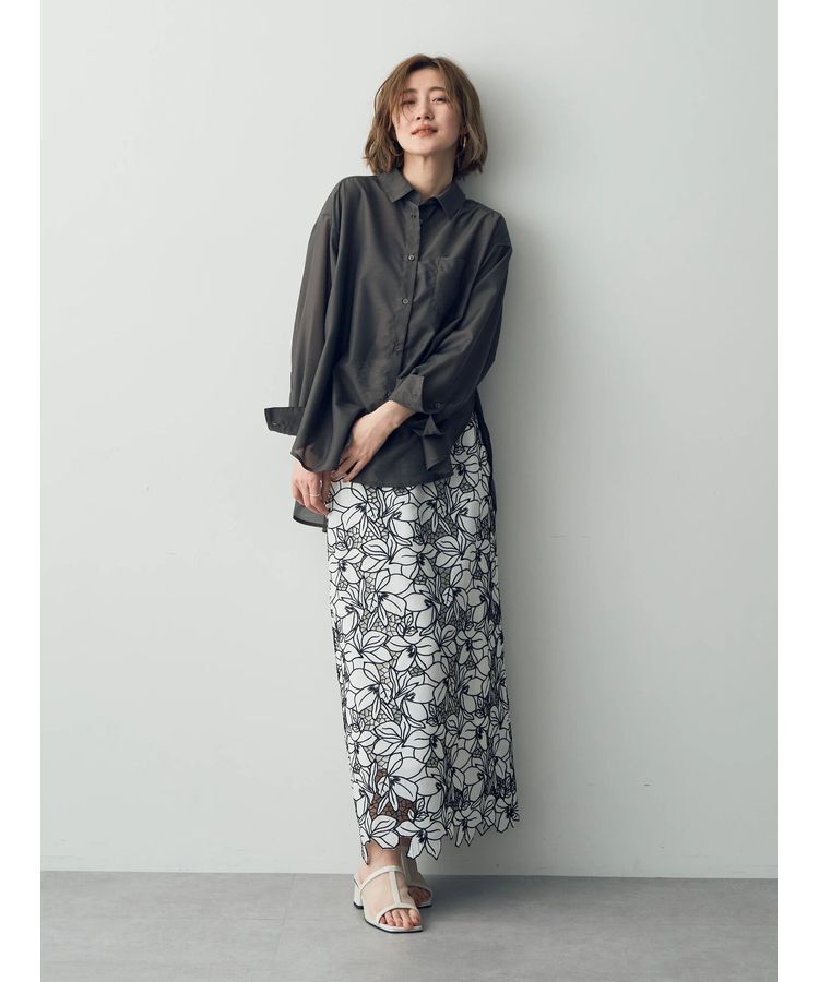 YECCA VECCA「配色レースロングナロースカート」|スカート|