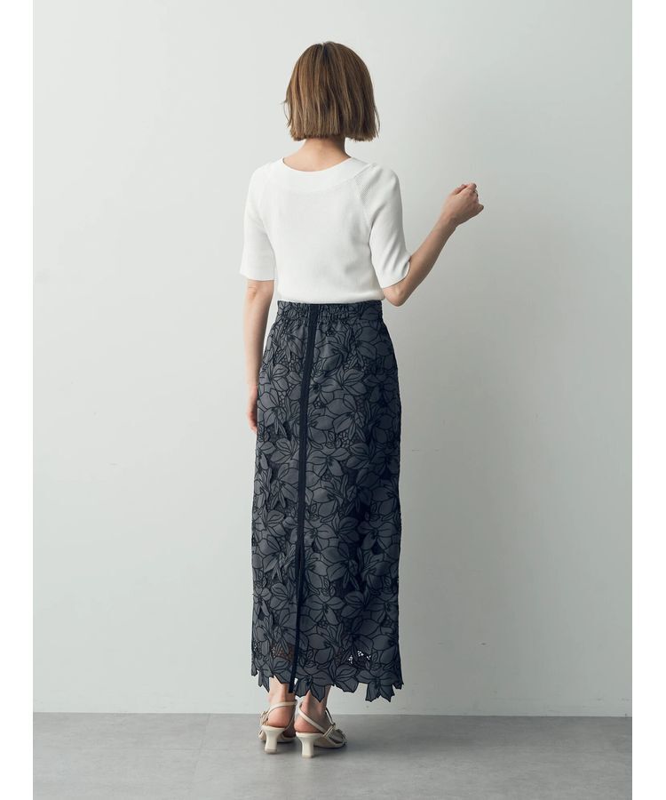 YECCA VECCA「配色レースロングナロースカート」|スカート|
