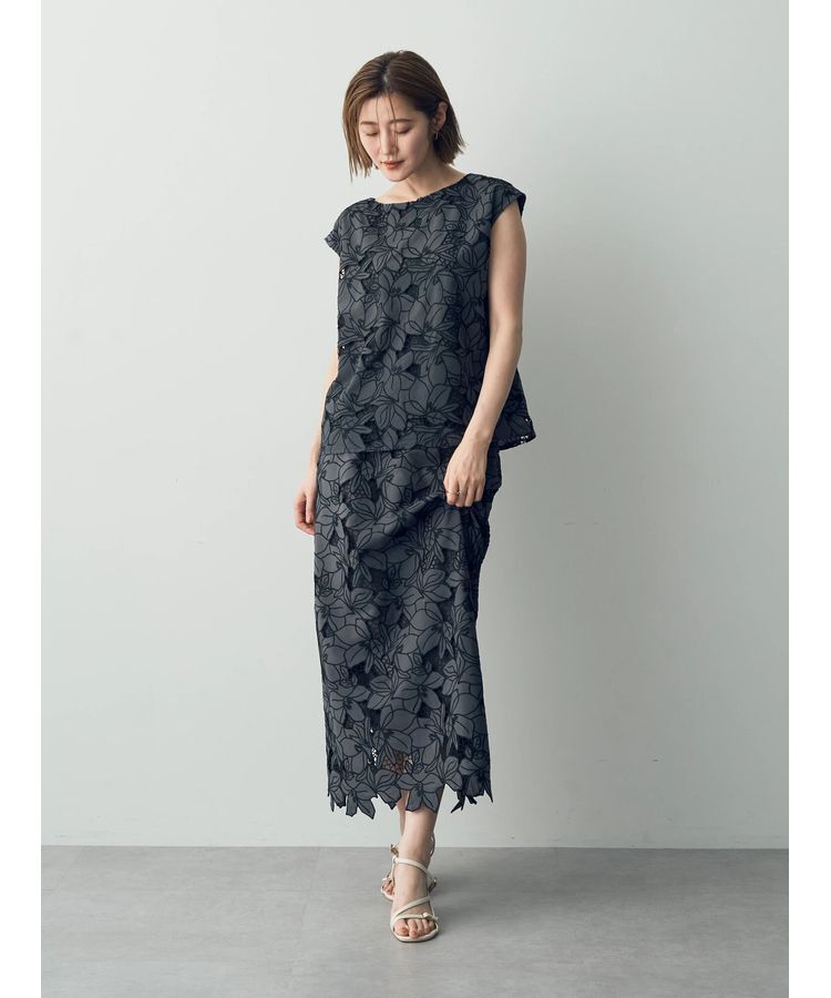 YECCA VECCA「配色レースロングナロースカート」|スカート|