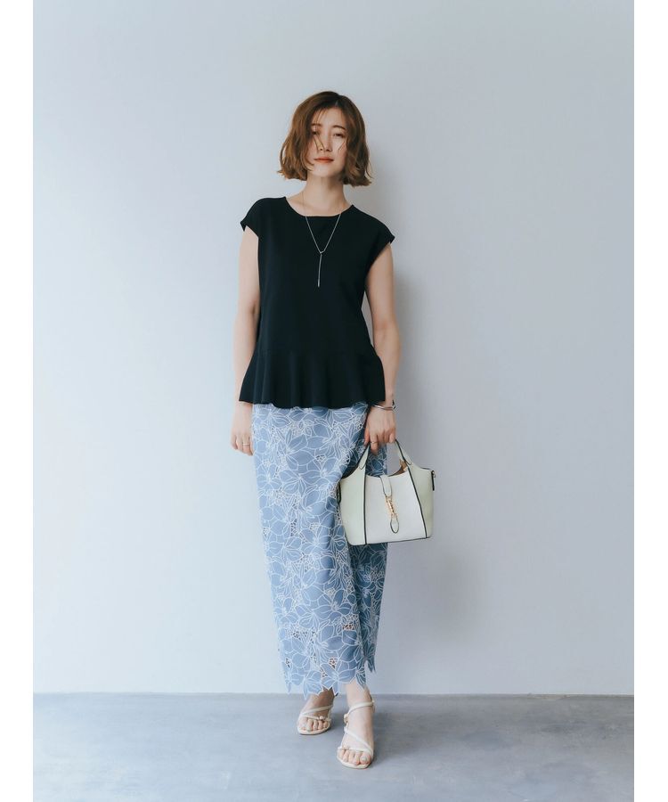 YECCA VECCA「配色レースロングナロースカート」|スカート|