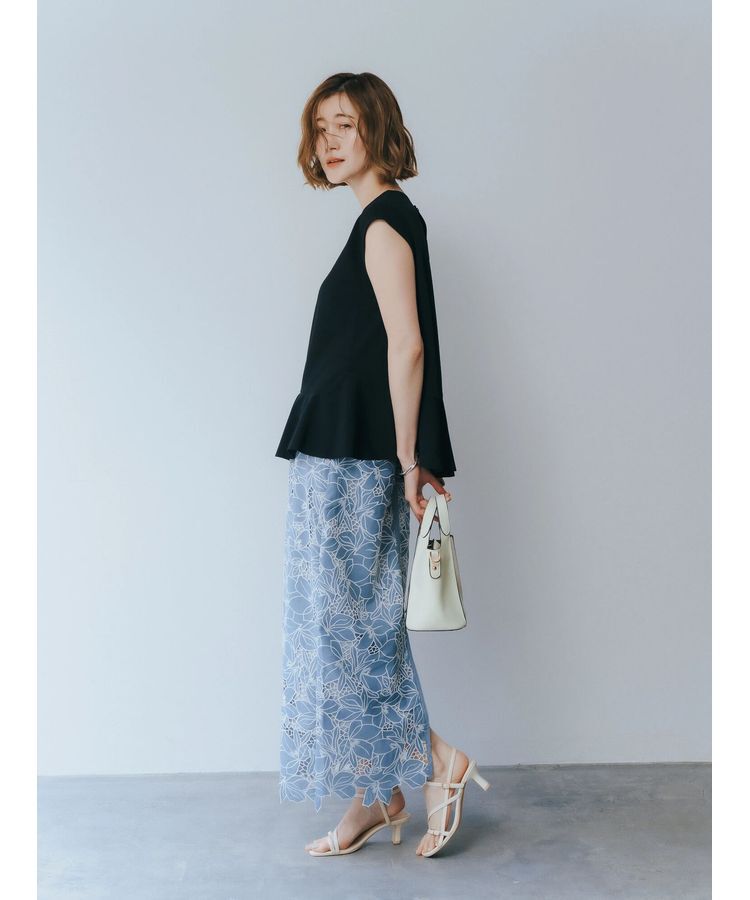 YECCA VECCA「配色レースロングナロースカート」|スカート|