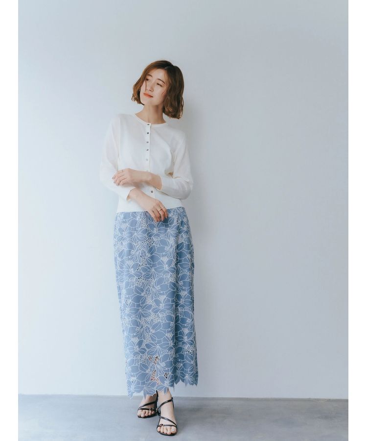 YECCA VECCA「配色レースロングナロースカート」|スカート|