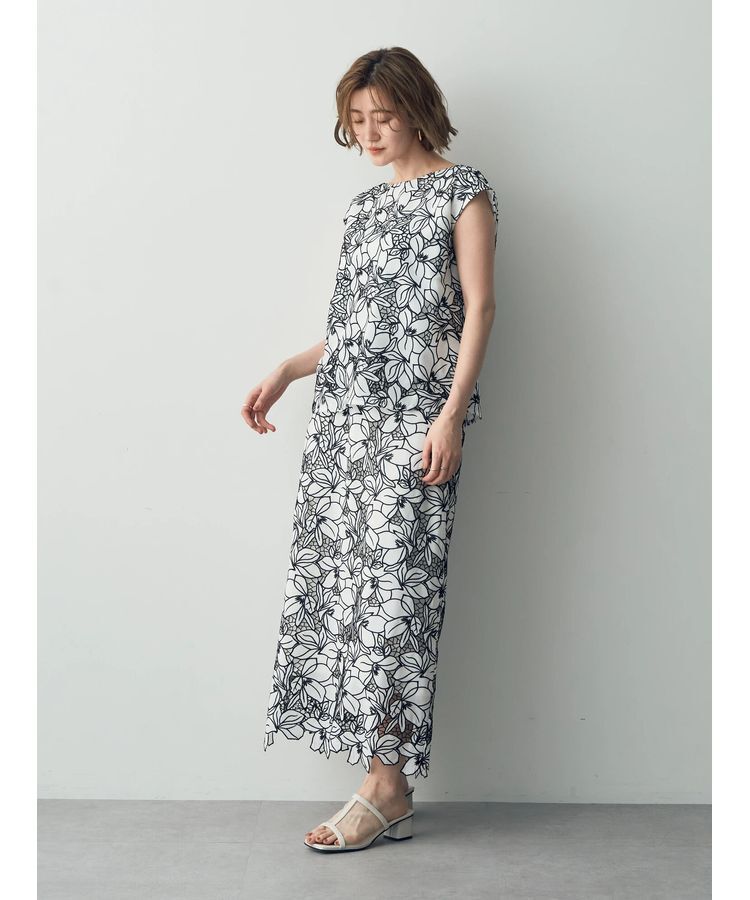 YECCA VECCA「配色レースロングナロースカート」|スカート|