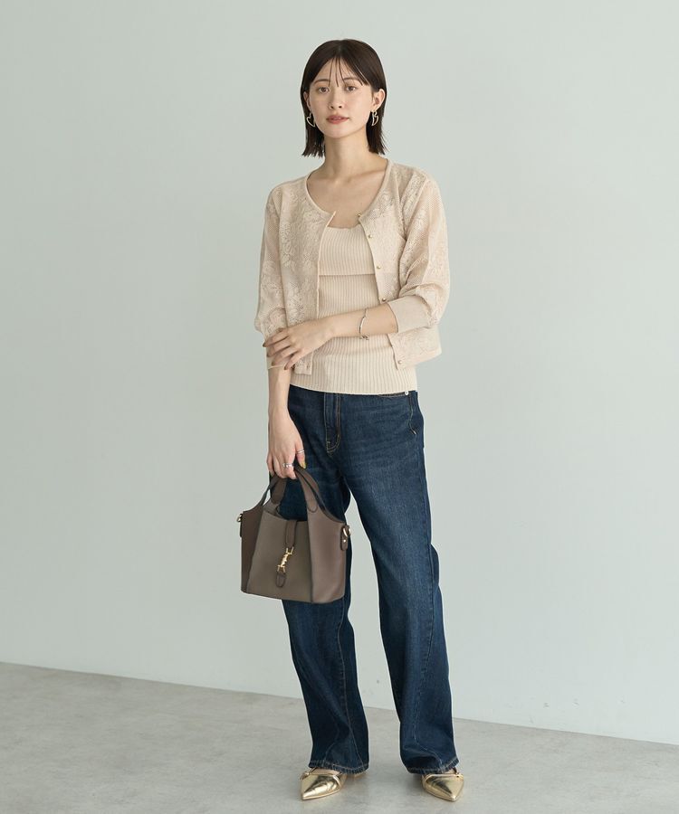 YECCA VECCA「【2点SET】インナーセットレース柄カーディガン」|カーディガン|