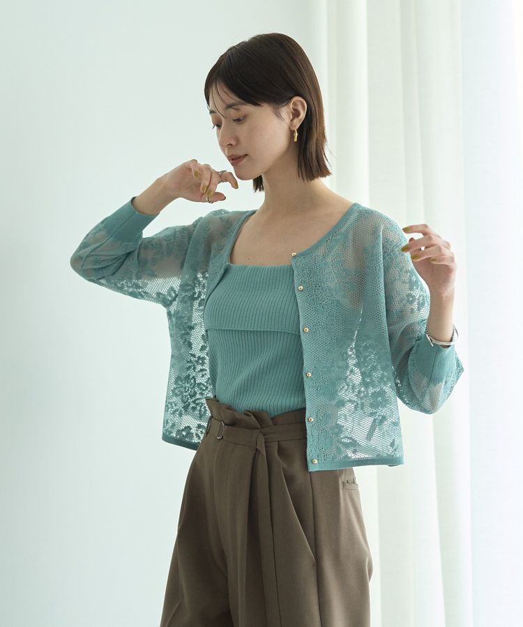 YECCA VECCA「【2点SET】インナーセットレース柄カーディガン」|カーディガン|