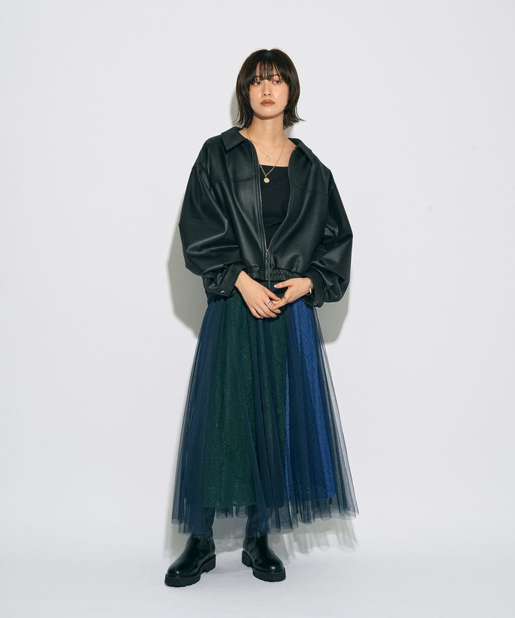 Editt by YECCA VECCA「【archive】レースブロッキングチュールスカート」|フレア|