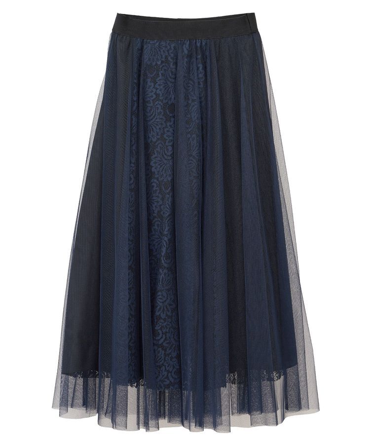 Editt by YECCA VECCA「【archive】レースブロッキングチュールスカート」|フレア|