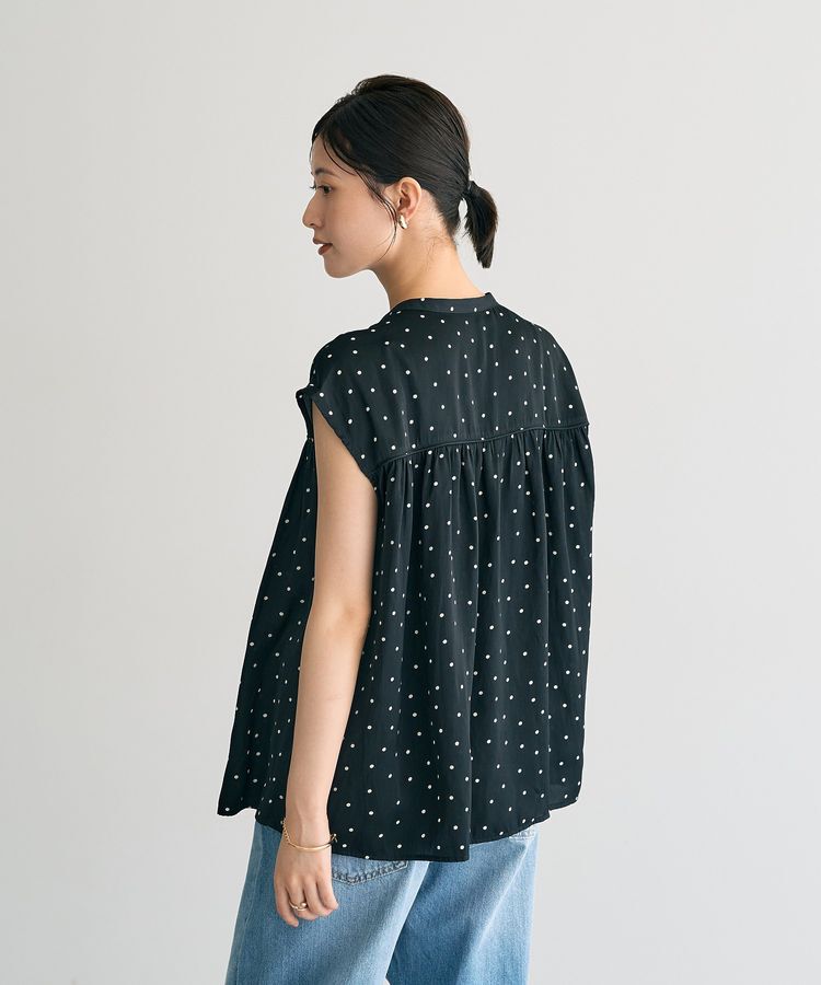 YECCA VECCA「ドット柄ギャザーブラウス」|シャツ・ブラウス|