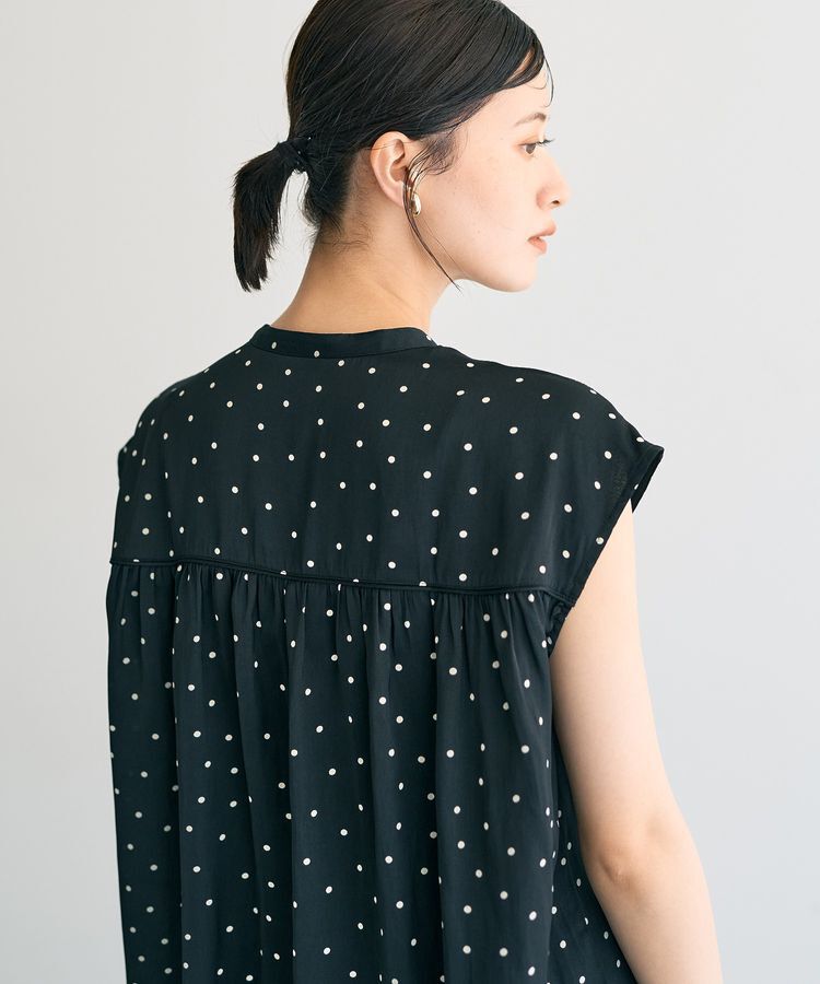 YECCA VECCA「ドット柄ギャザーブラウス」|シャツ・ブラウス|