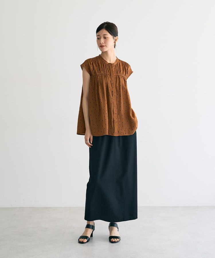 YECCA VECCA「ドット柄ギャザーブラウス」|シャツ・ブラウス|