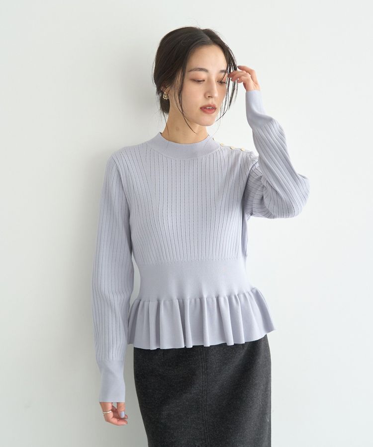 YECCA VECCA「金釦ペプラムニット」|ニット・セーター|