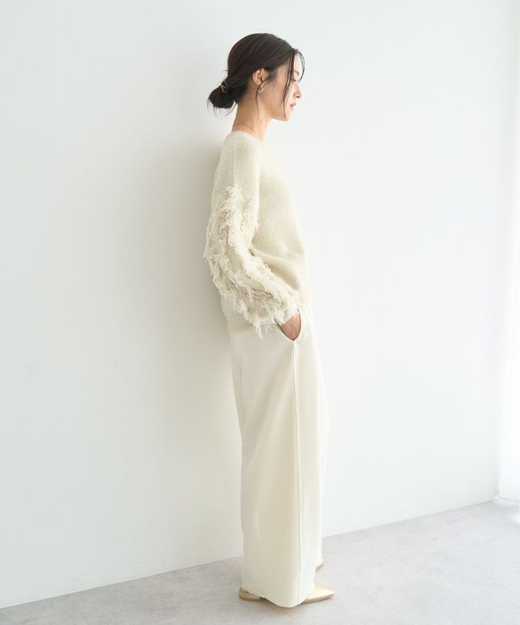 YECCA VECCA「ラメフェザー袖フリンジニット」|ニット・セーター|