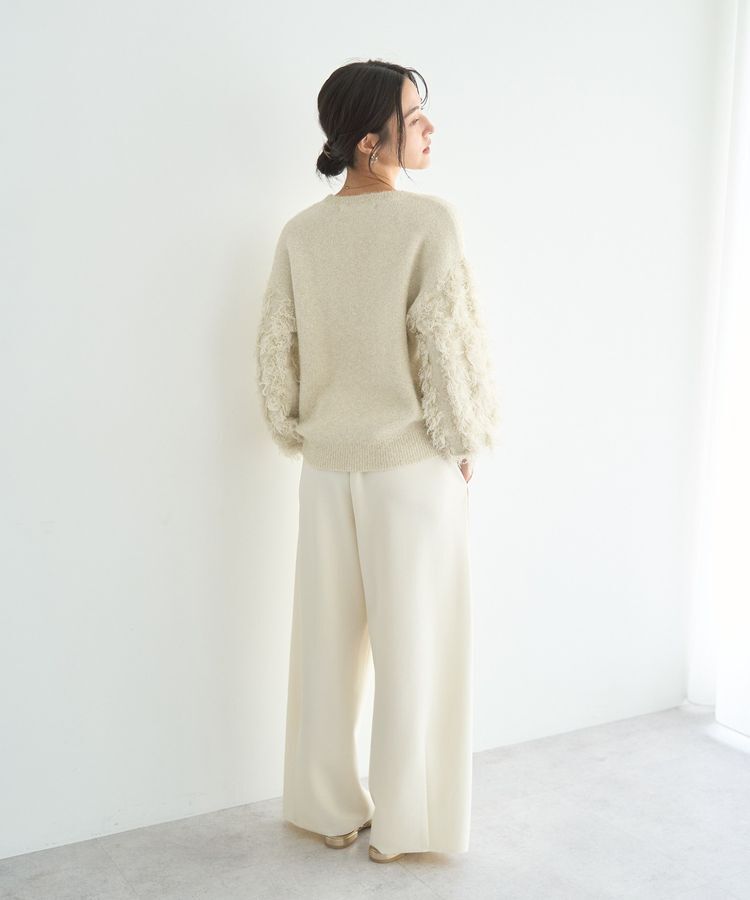 YECCA VECCA「ラメフェザー袖フリンジニット」|ニット・セーター|