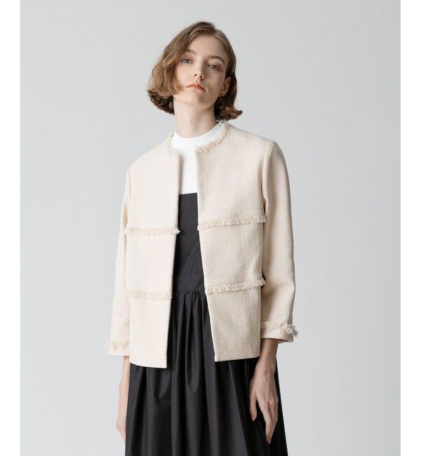 allureville「ミックスツイードティアードクルージャケット」|ノーカラージャケット|