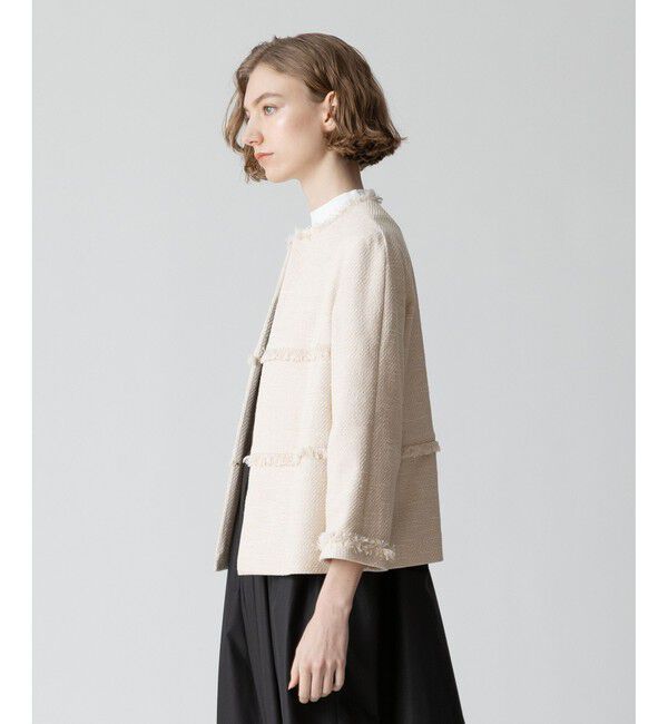 allureville「ミックスツイードティアードクルージャケット」|ノーカラージャケット|