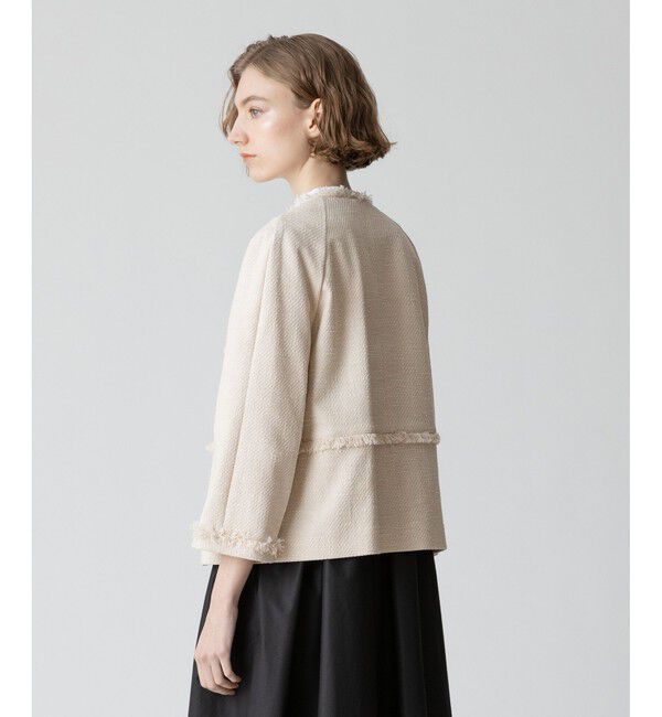 allureville「ミックスツイードティアードクルージャケット」|ノーカラージャケット|