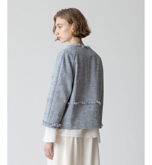 allureville「ミックスツイードティアードクルージャケット」|ノーカラージャケット|