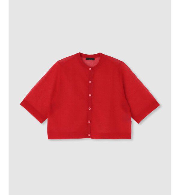 allureville「ハーフスリーブシアークルーカーディガン」|カーディガン|レッド