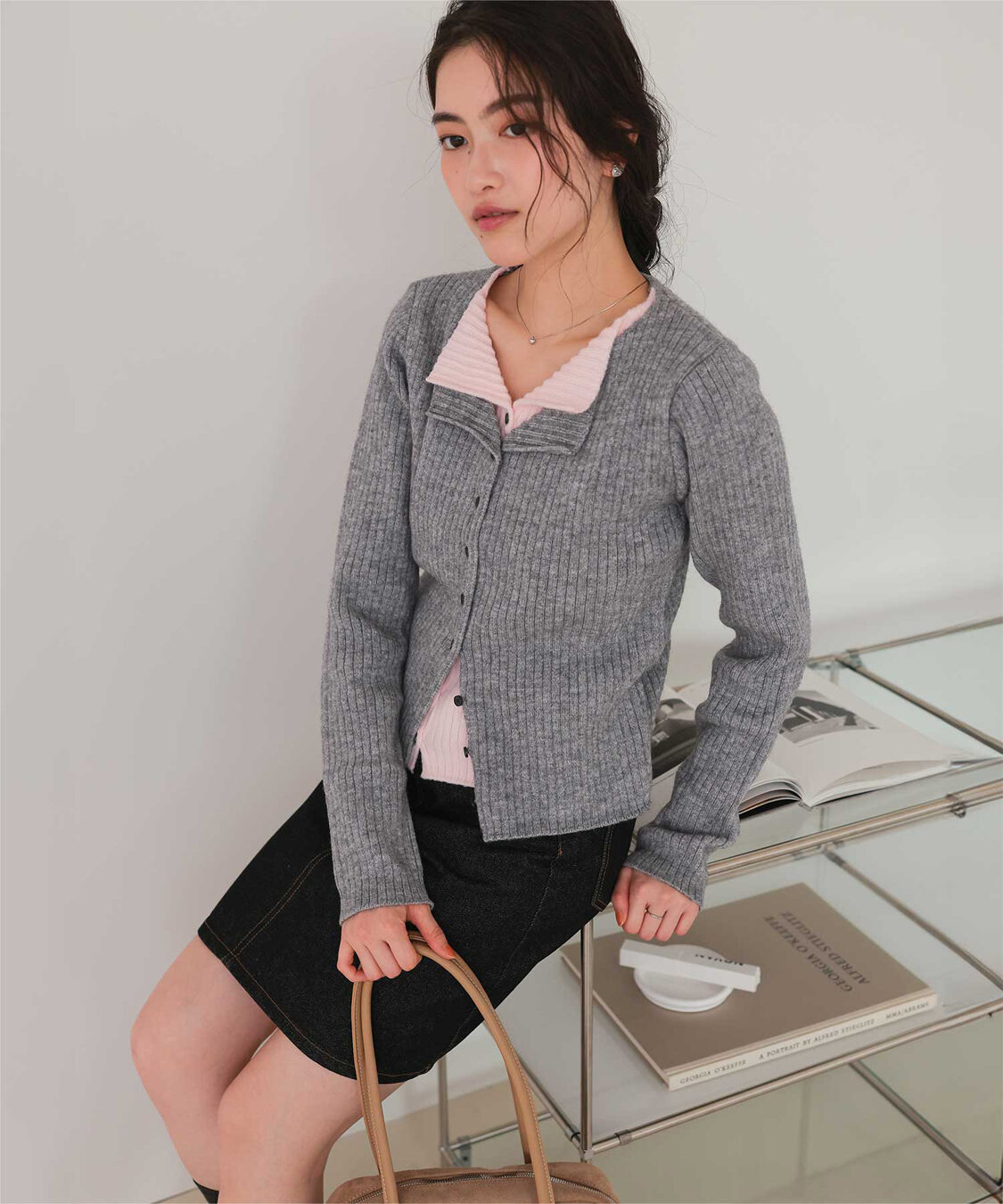 titivate「レイヤード風リブニットトップス」|ニット・セーター|