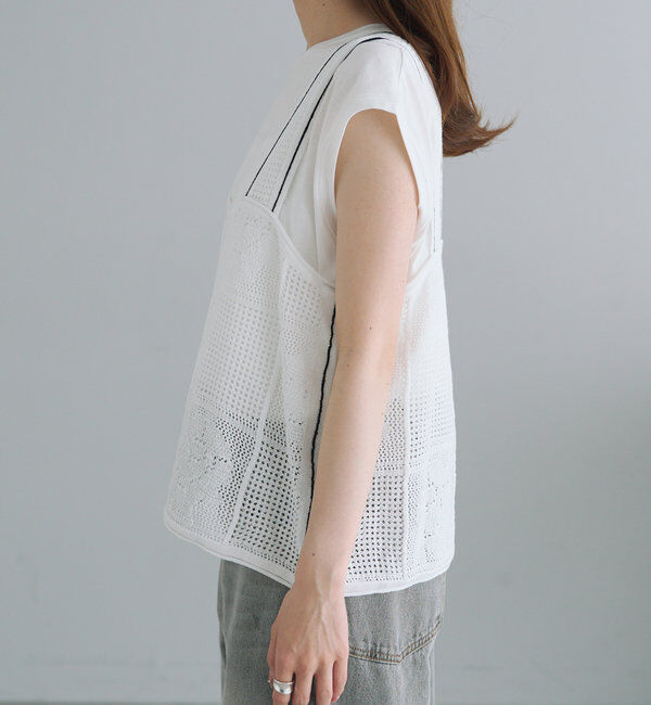  「配色透かし編みビスチェ」|ニット・セーター|