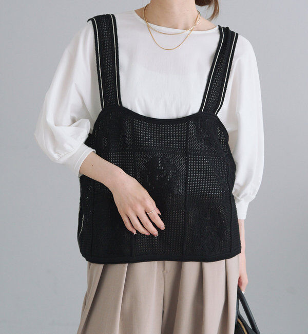  「配色透かし編みビスチェ」|ニット・セーター|