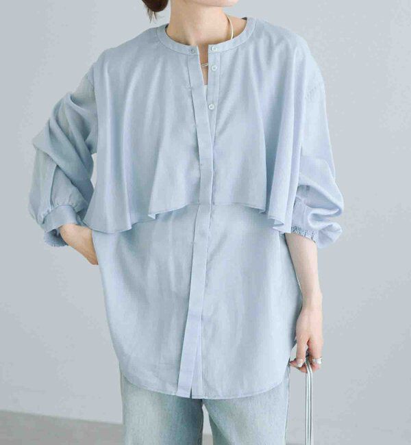  「ヨークデザインシアーブラウス」|シャツ・ブラウス|ブルー