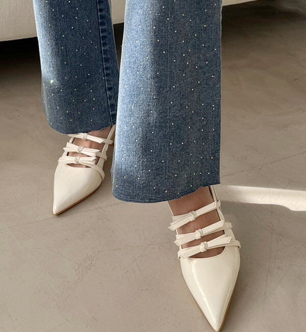  「リボン付きポインテッドストラップシューズ」|その他|