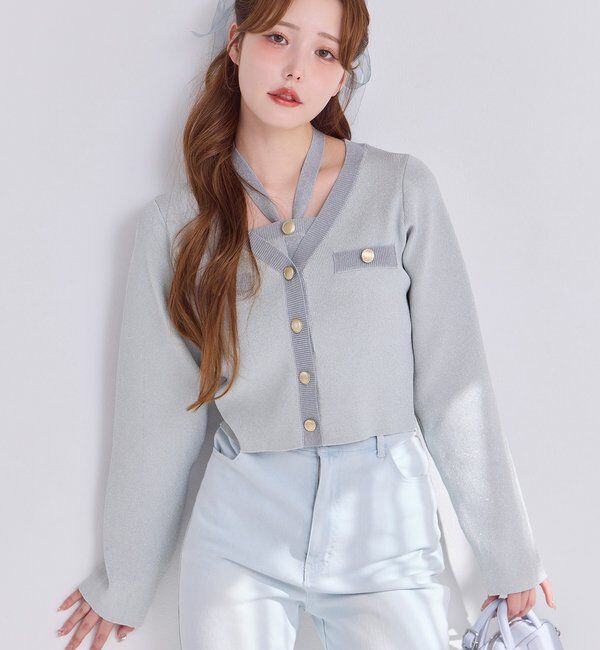  「セット対応/配色ラメニットビスチェ」|ニット・セーター|