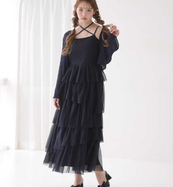  「ティアードフリルキャミワンピース」|ワンピース|