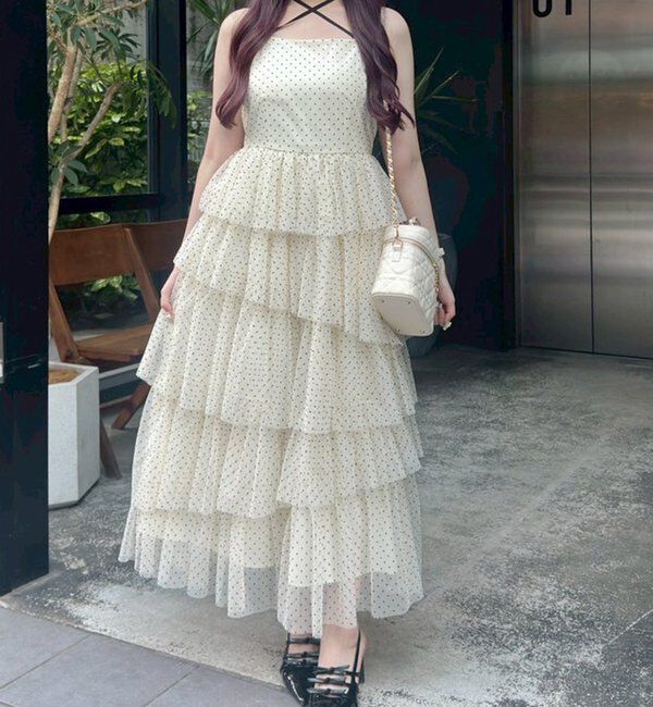  「ティアードフリルキャミワンピース」|ワンピース|